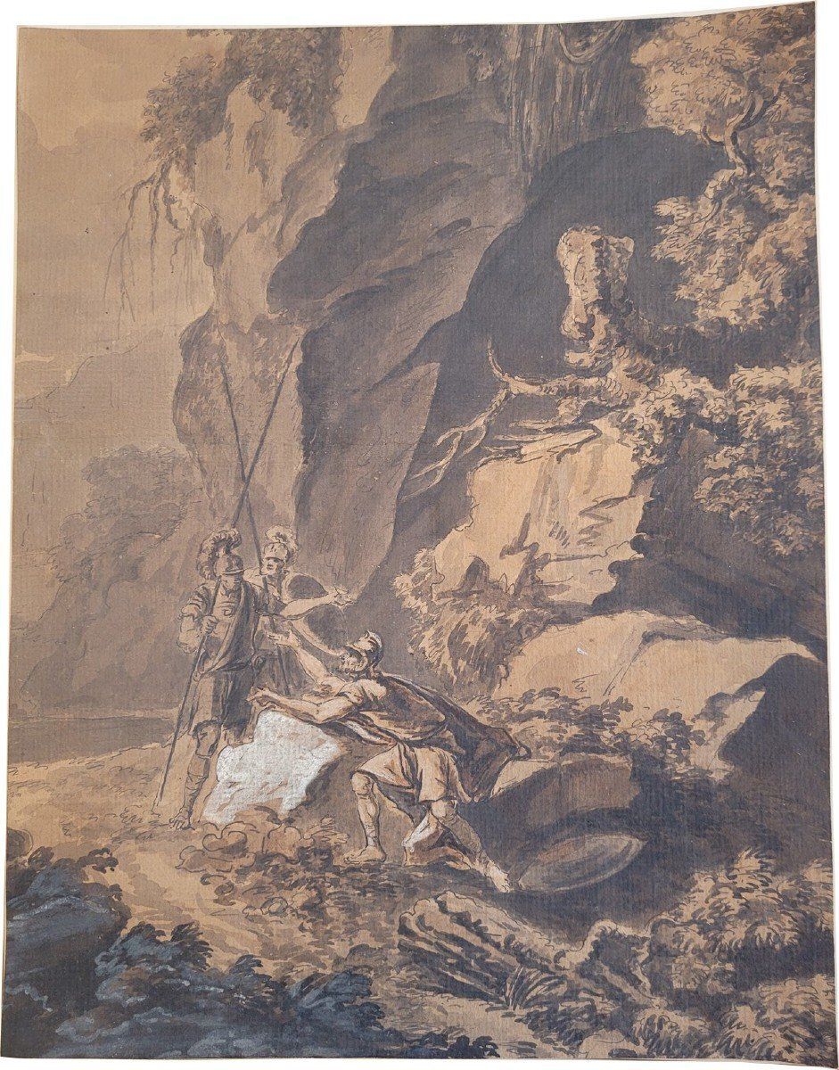 Attr. Constantine Of Aix, Animated Landscape With Roman Soldiers, 18th/19th Century photo furniture