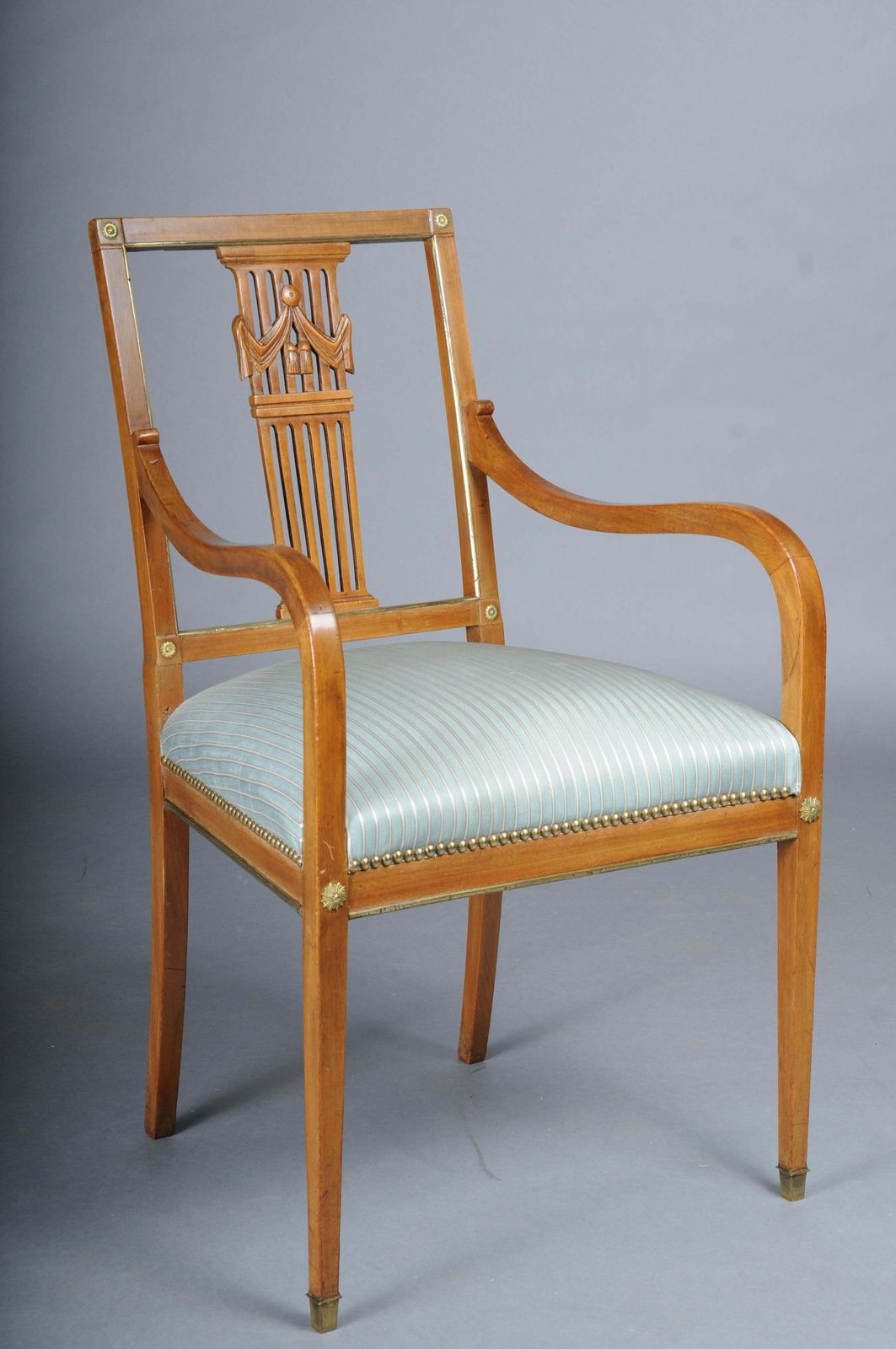Antique Classic Empire Armchair Mahogany With Brass, Paris. photo furniture