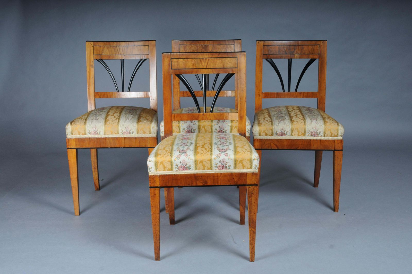 Set Of 4 Impressive Biedermeier Chairs Made Of Cherry Wood And Ebonized Around 1 photo furniture