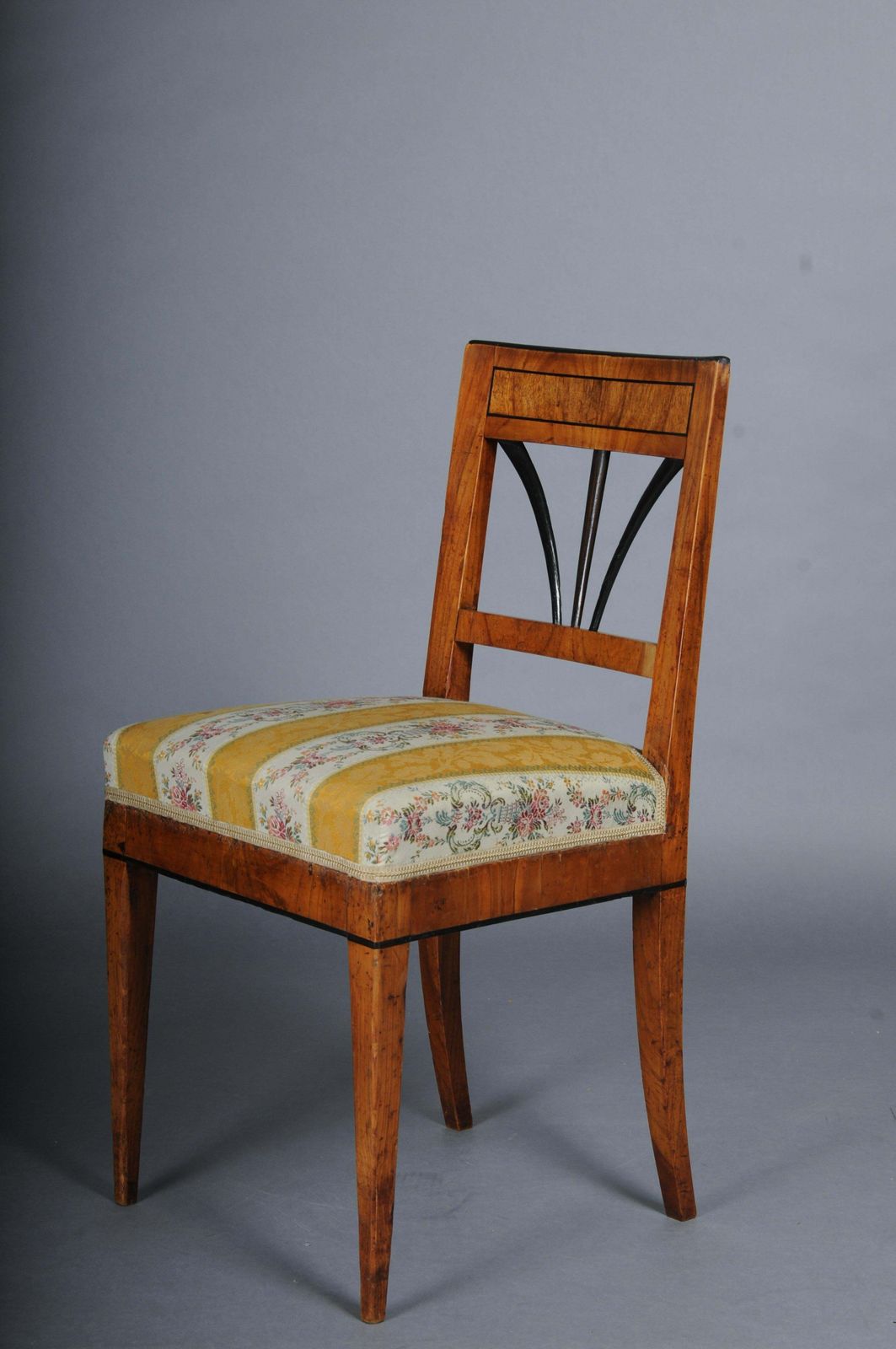 photo for sale Set Of 4 Impressive Biedermeier Chairs Made Of Cherry Wood And Ebonized Around 1