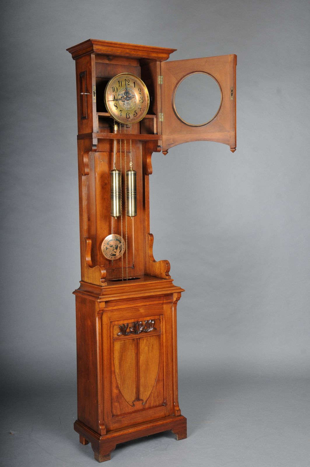photo vinterior Antique Art Nouveau Grandfather Clock, Mahogany Germany, 1900