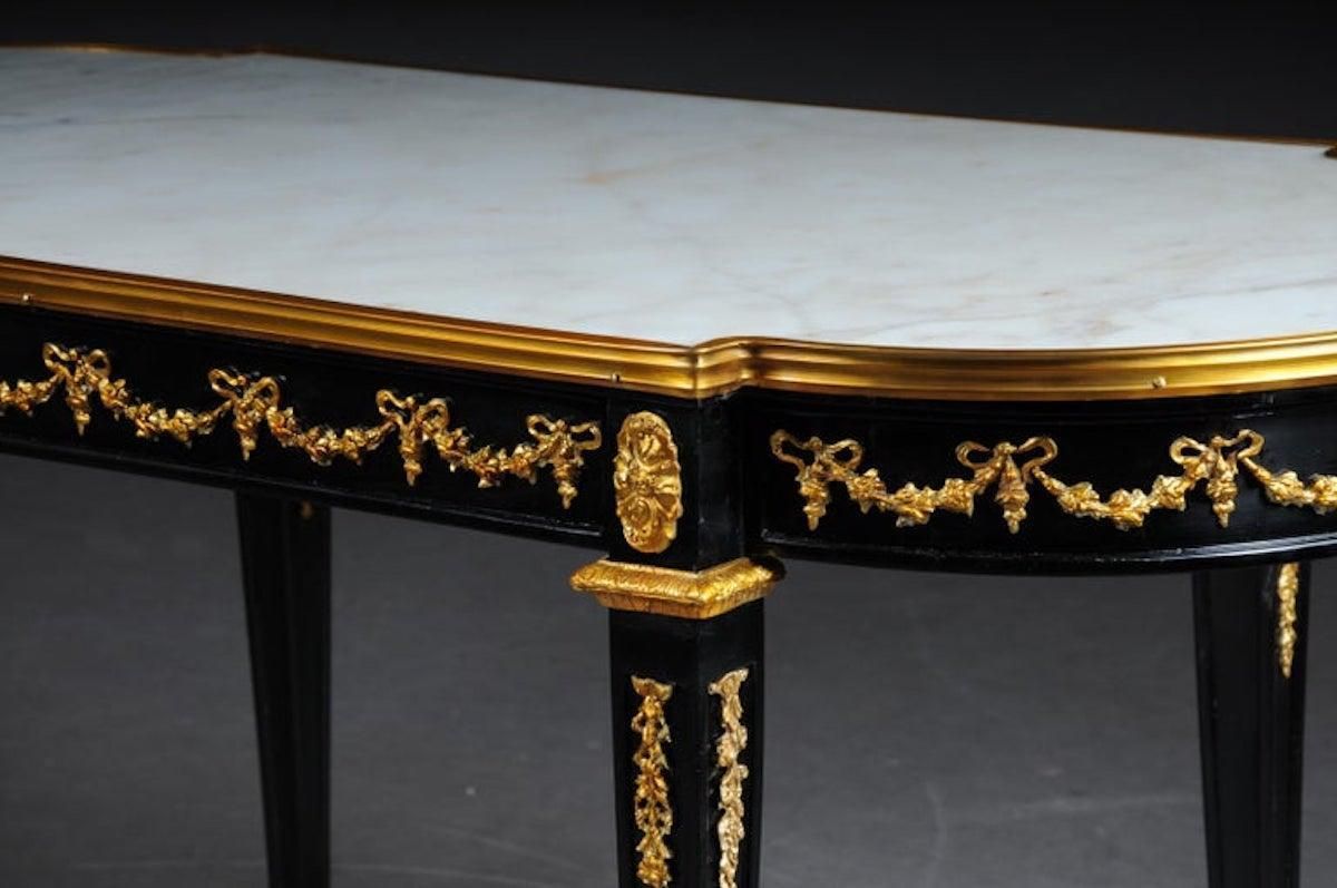 Designer Couch Table In Louis XVI Black, White Marble photo furniture