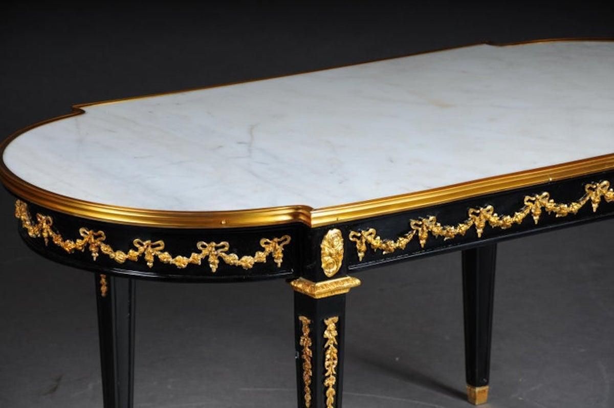 Designer Couch Table In Louis XVI Black, White Marble photo 1864.0
