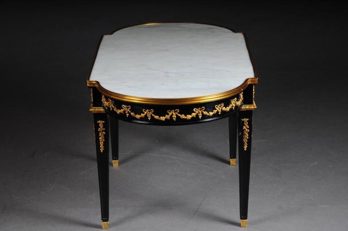 Designer Couch Table In Louis XVI Black, White Marble photo vinterior