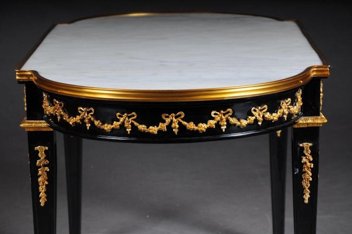 Designer Couch Table In Louis XVI Black, White Marble photo buy