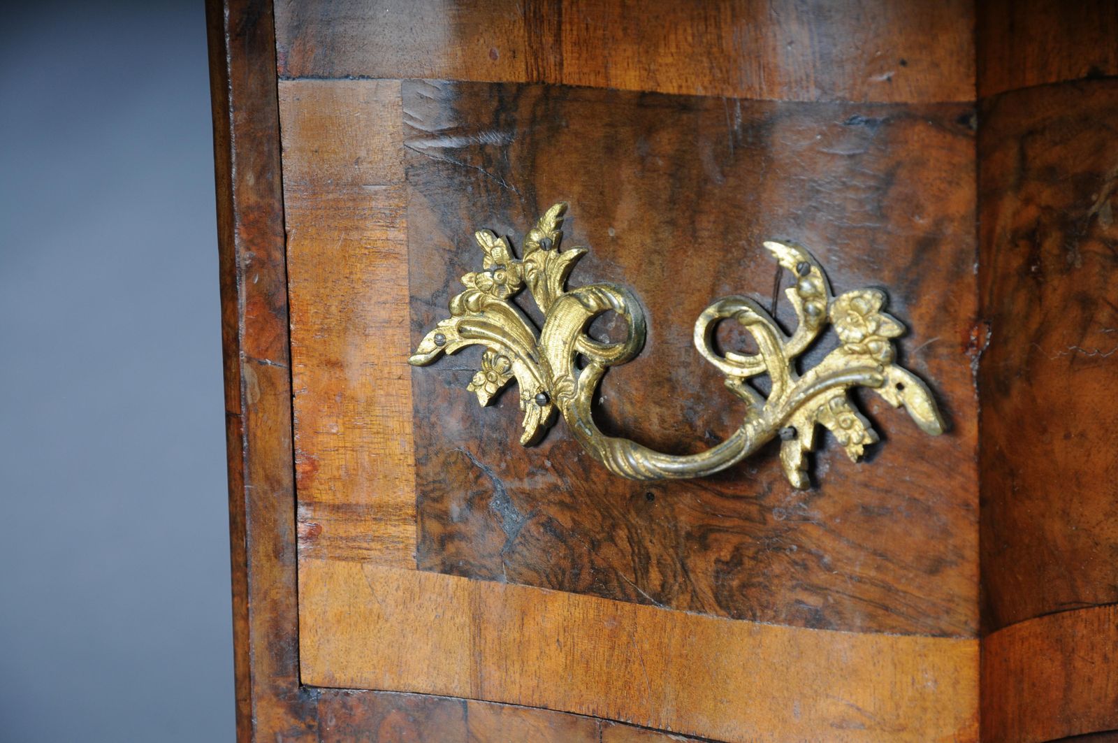 Furniture Antique Dresden Chest Of Drawers, Oak With Walnut Veneer, Around 1870 photo