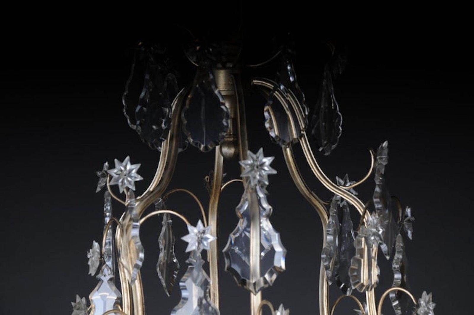 20th Century Baroque Crystal Chandelier, Silver, Circa 1920 photo for sale