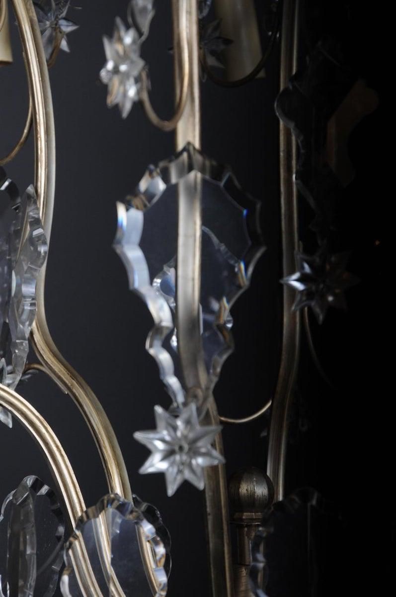 20th Century Baroque Crystal Chandelier, Silver, Circa 1920 photo Lighting