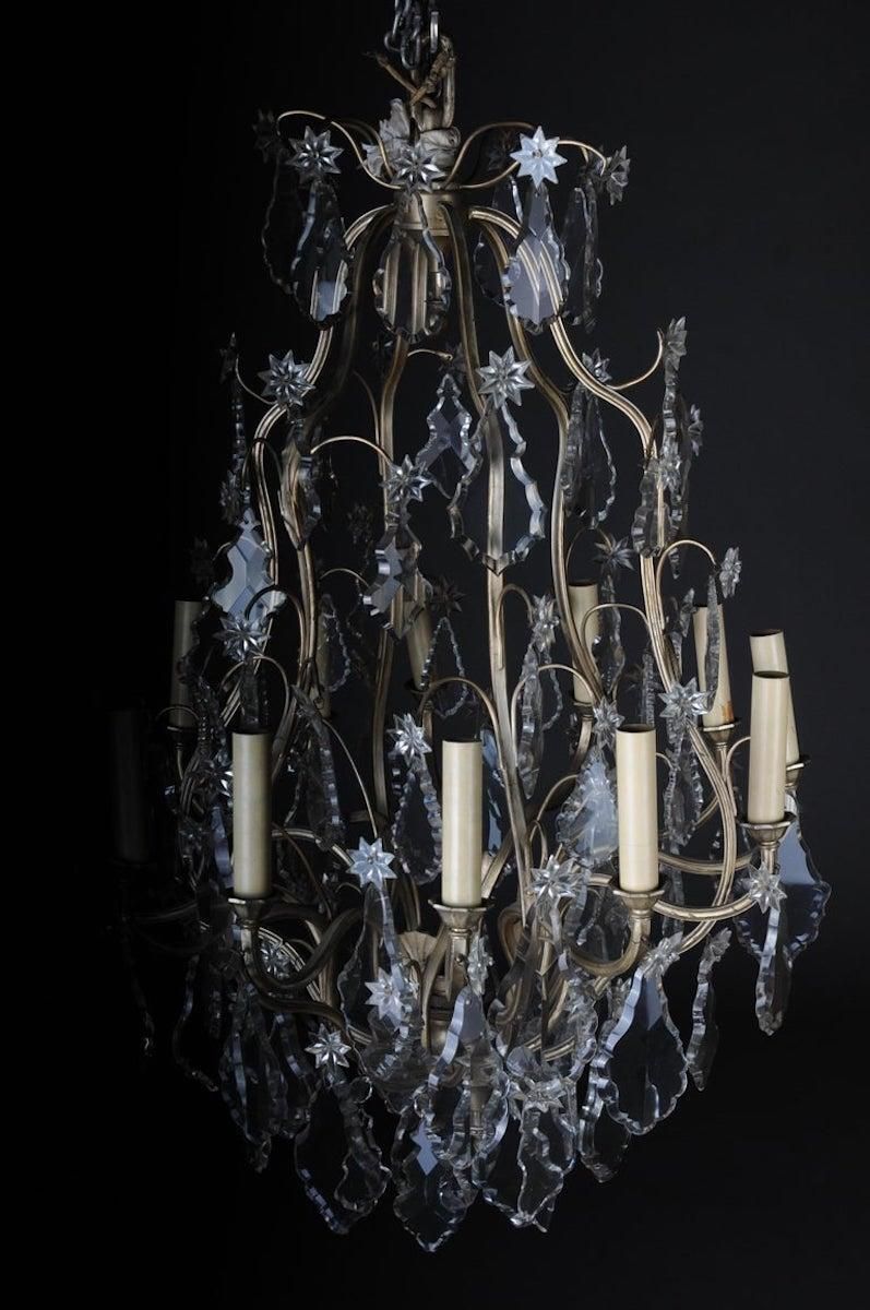 20th Century Baroque Crystal Chandelier, Silver, Circa 1920 photo buy