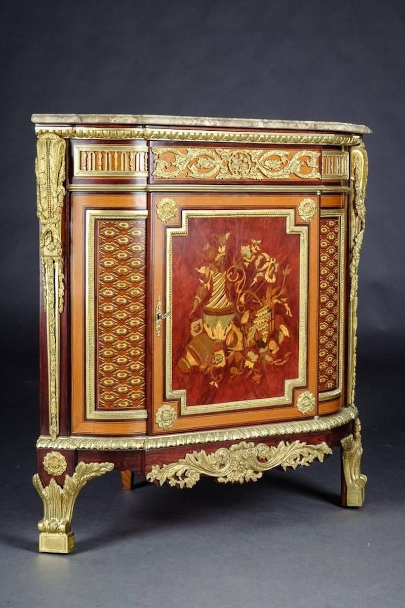20th Century Louis XV Style Corner Commode After Jean Henri Riesener photo for sale