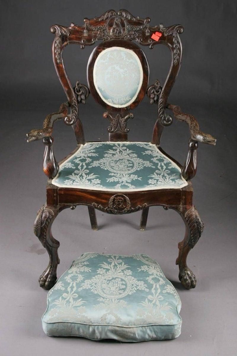 19th Century Baroque Thron Chair In Colonial Style photo for sale
