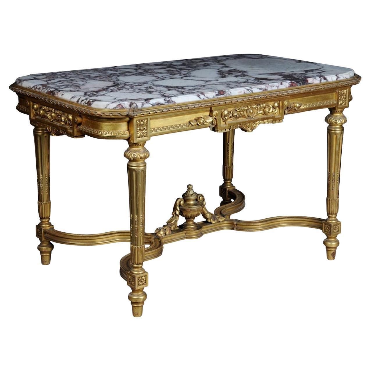 Amazing French Louis XVI Salon Table Gilded, Around 1910