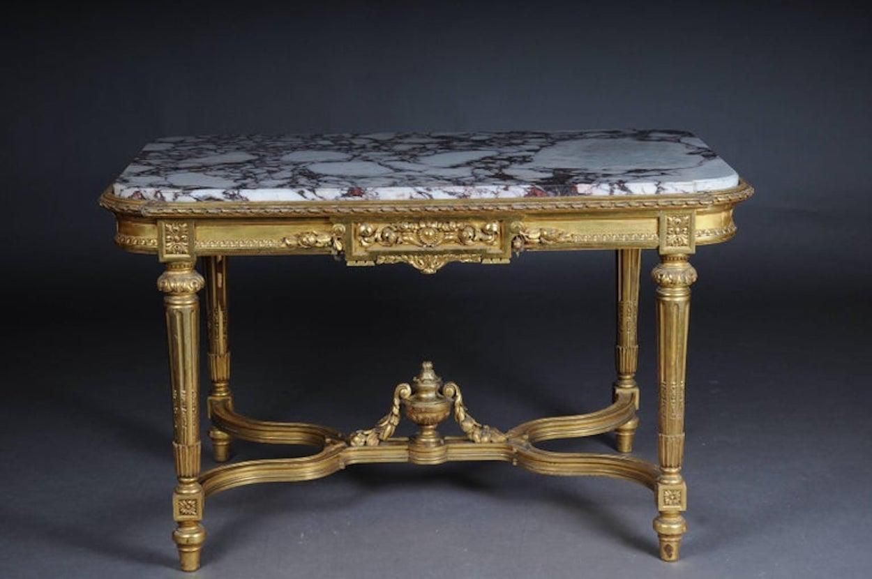 Amazing French Louis XVI Salon Table Gilded, Around 1910 photo furniture