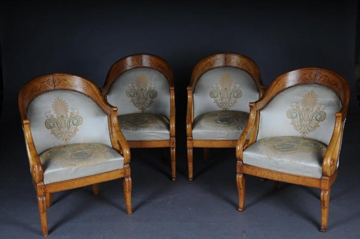 Set Of Empire Armchairs / Chairs, Maple Wood, Paris, 1825 photo for sale