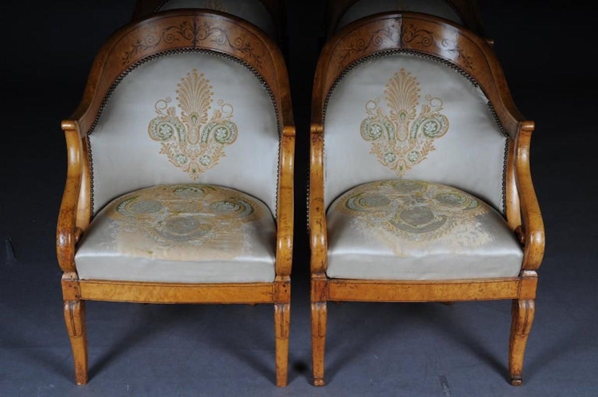 Set Of Empire Armchairs / Chairs, Maple Wood, Paris, 1825 photo Furniture