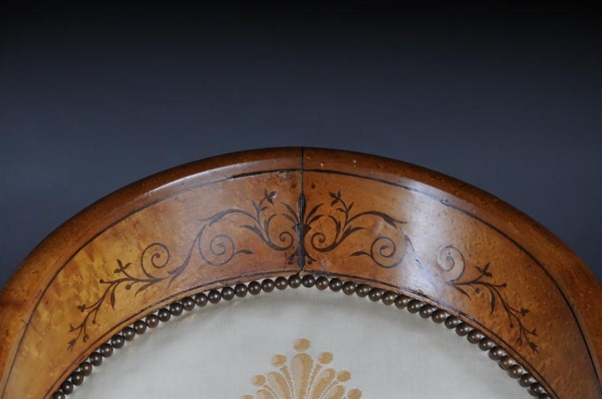 photo vintage Set Of Empire Armchairs / Chairs, Maple Wood, Paris, 1825