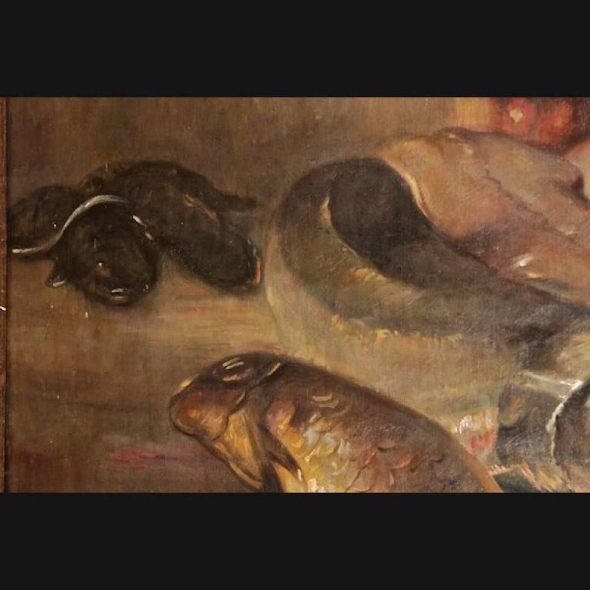 19th Century Historicism Oil Painting Fish Motives photo Art