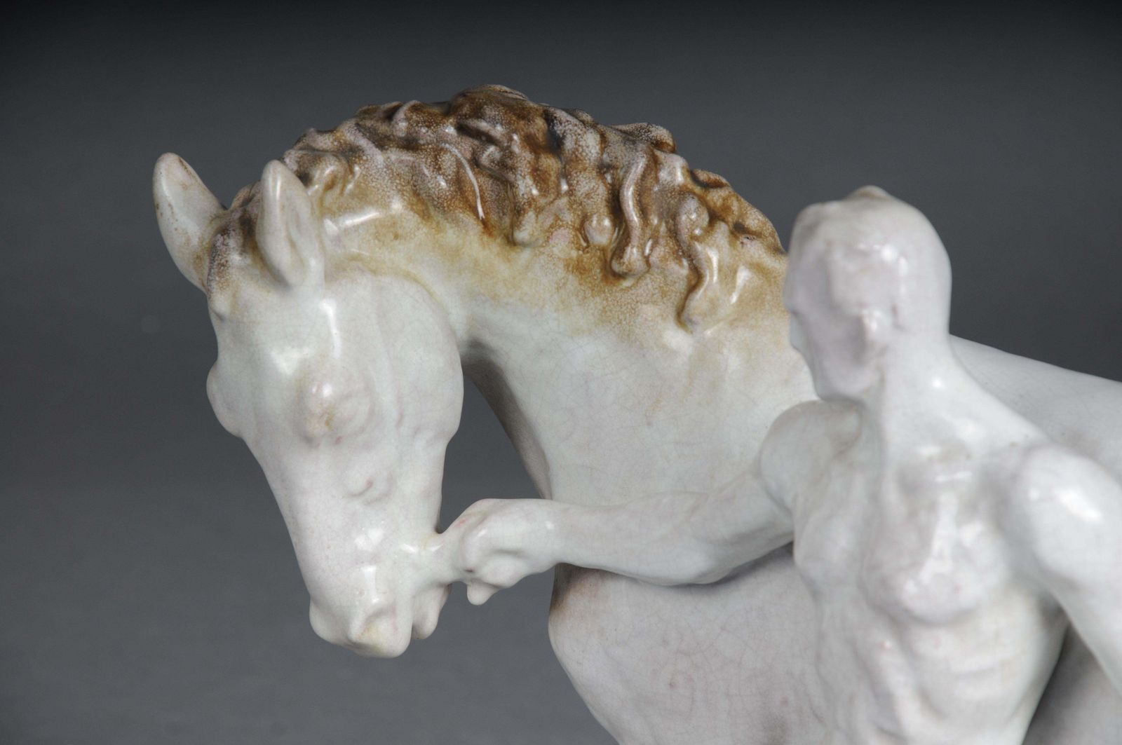 photo vinterior Ceramic Figure. The Horse Tamer By Else Bach For The Karlsruhe Majolika. Germany