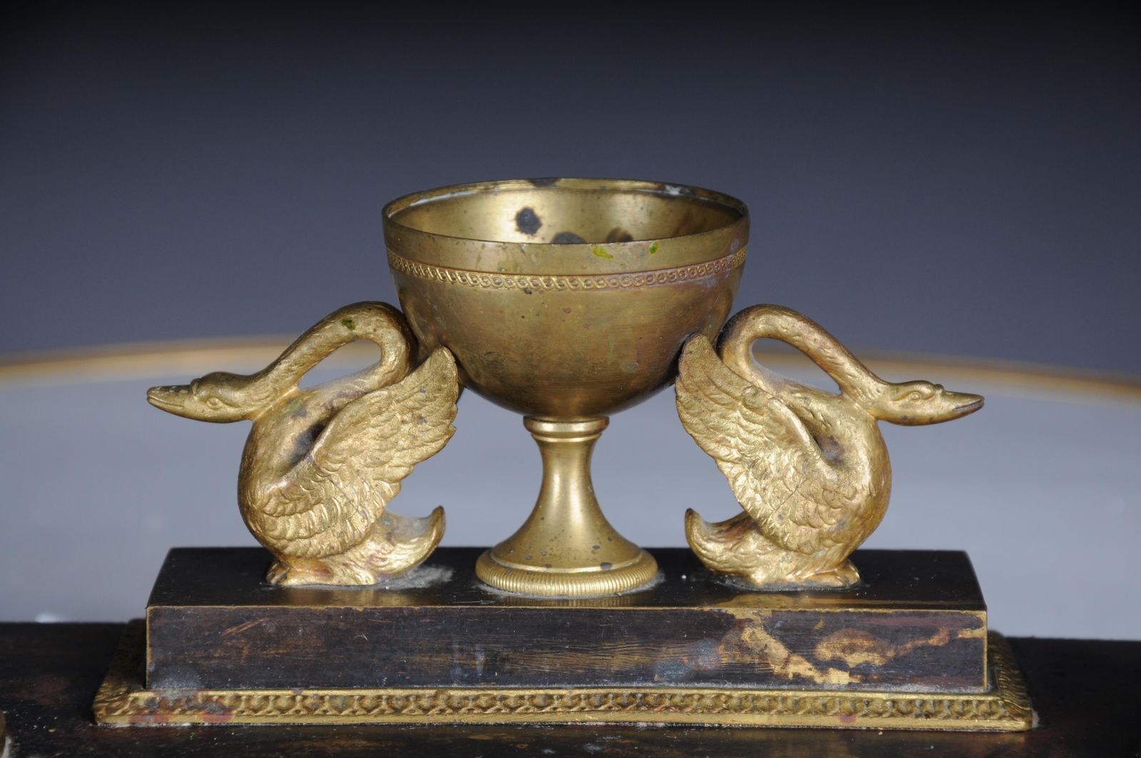 Antique Empire Ink Set, Gold Plated Bronze With Swans, France photo for sale
