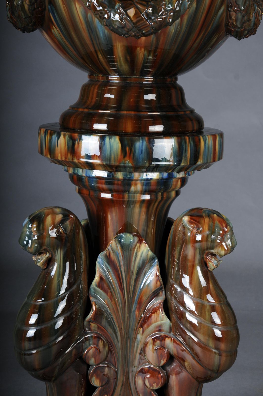 Clement Massier (1857 1945) Majolica Flower Vase/Column Vase, France photo vinterior