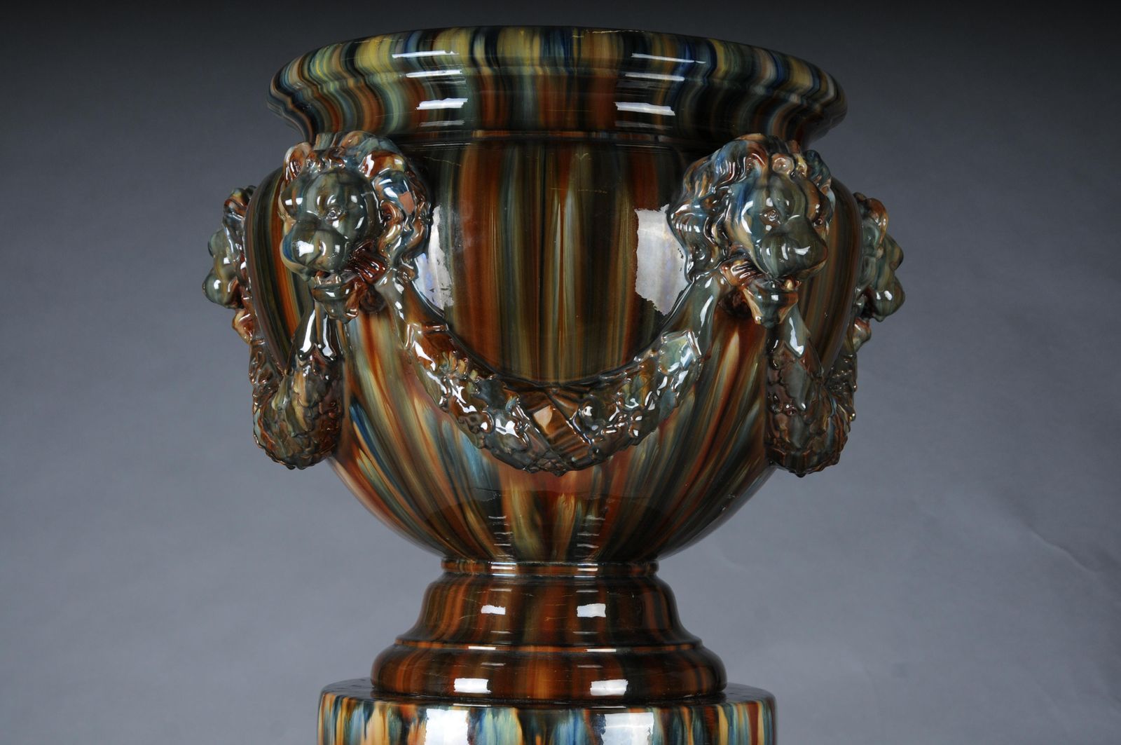 photo for sale Clement Massier (1857 1945) Majolica Flower Vase/Column Vase, France