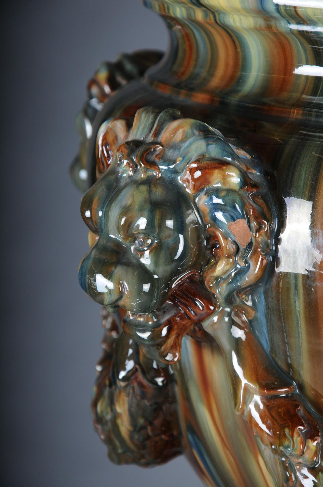 5706.0 Clement Massier (1857 1945) Majolica Flower Vase/Column Vase, France photo