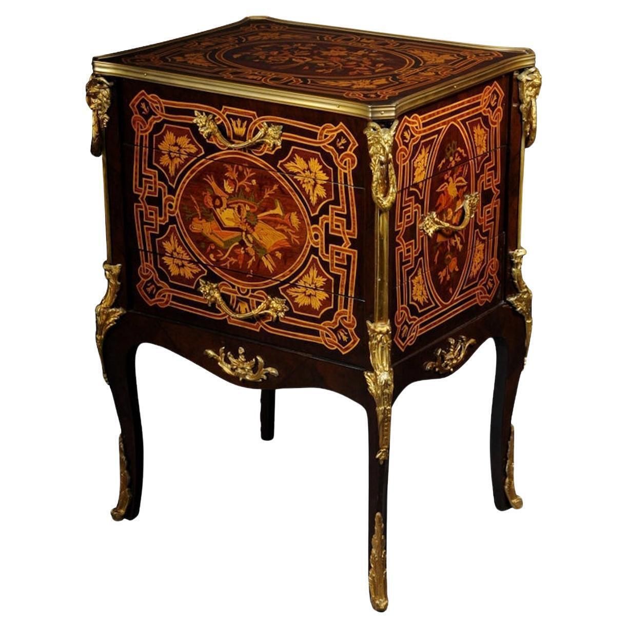 Transition Side Table Chest Of Drawers Napoleon III Marquetry