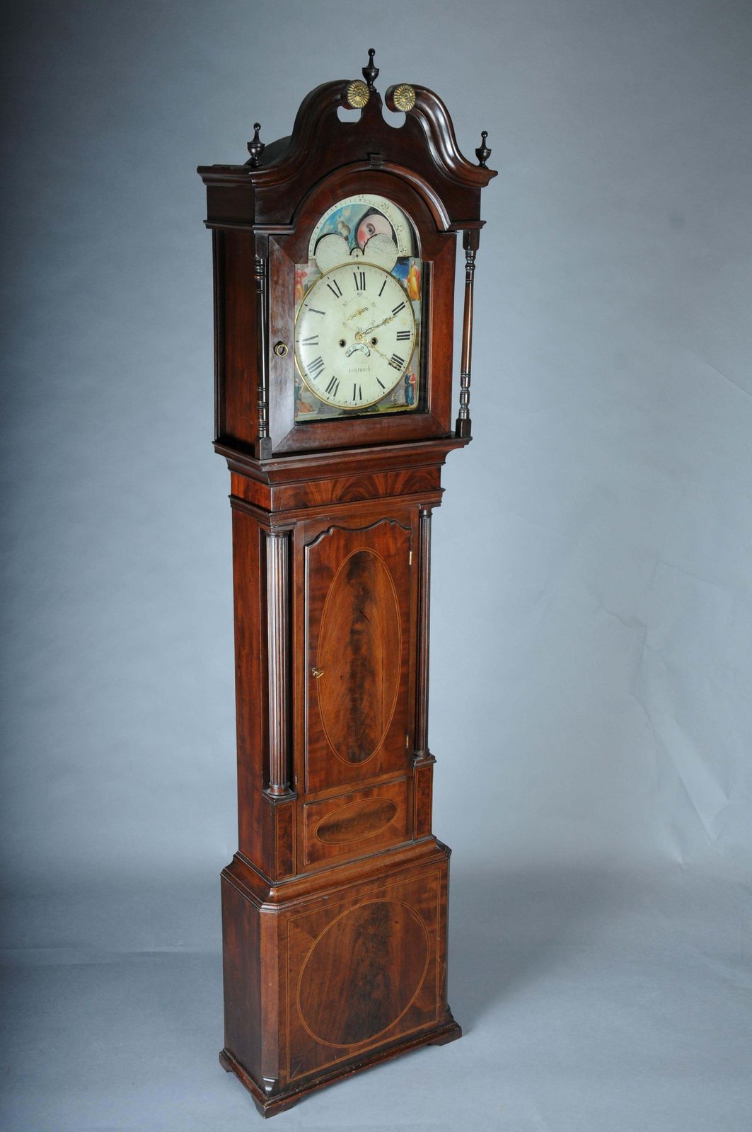 Masterful Antique English Grandfather Clock, Mahogany, 18th Century photo for sale