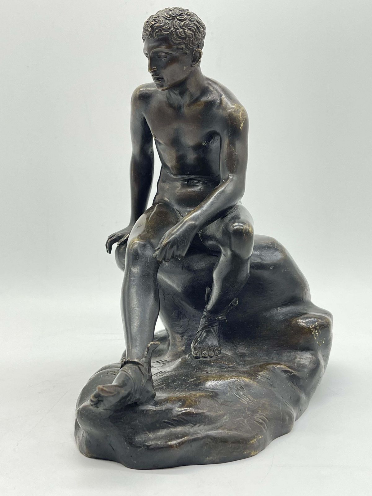 Seated Athletic Bronze Sculpture / Figure Greek   Roman Mythology photo vintage