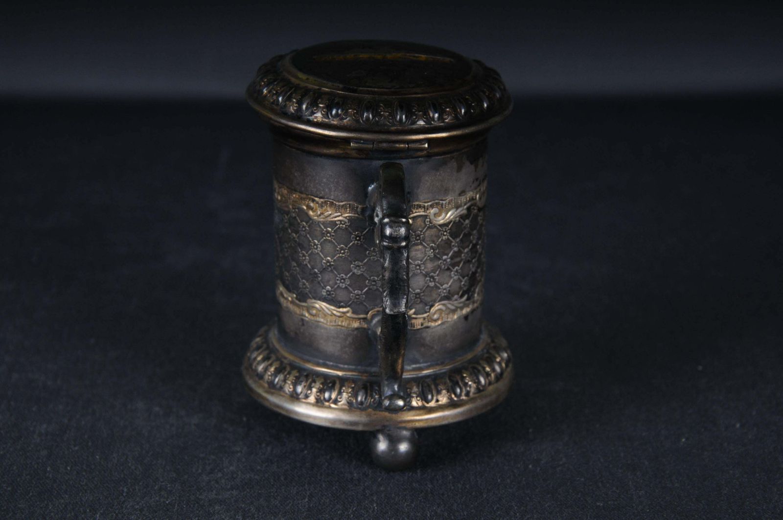 Antique Germany Ball Foot Donation Box Silver Plate Gilded, Baroque 18th Century photo vinterior