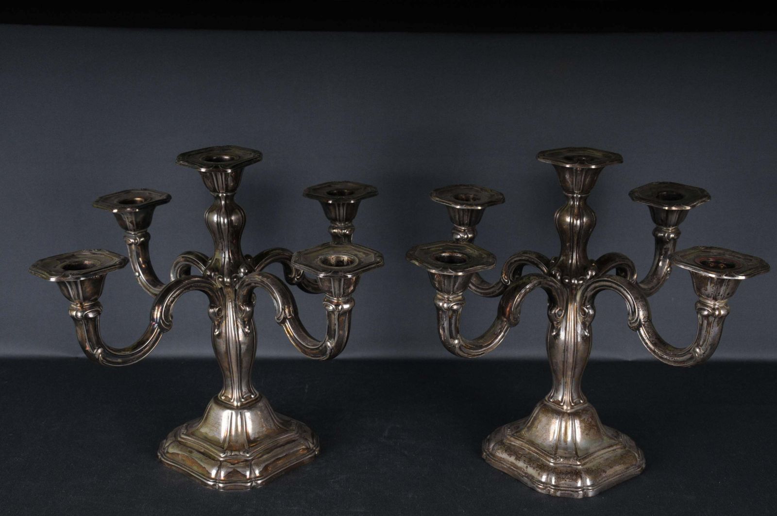 photo for sale 2 High Quality Silver Candlesticks 5 Armed 830 Germany