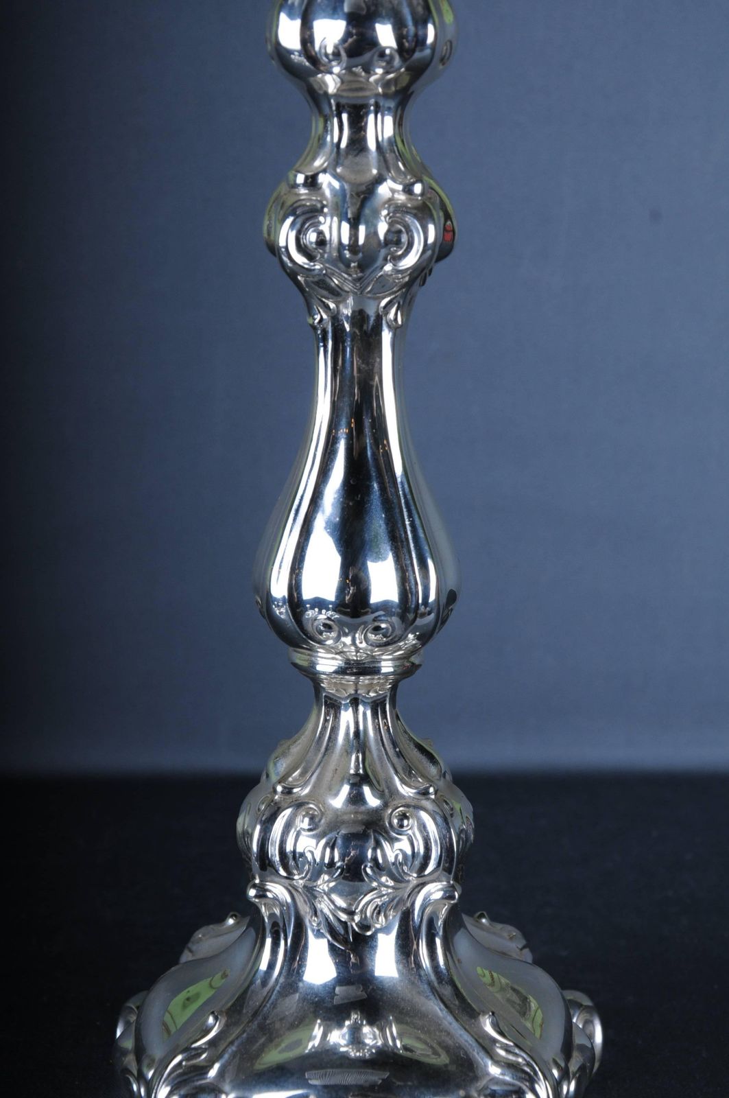Big Silver Candlestick Baroque 925 Sterling Germany photo for sale