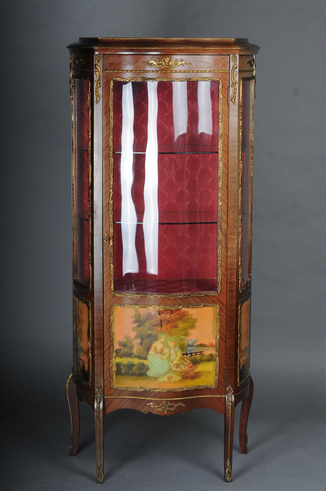 Elegant French Ornamental Display Case, Gilded Bronze, Louis XV photo furniture