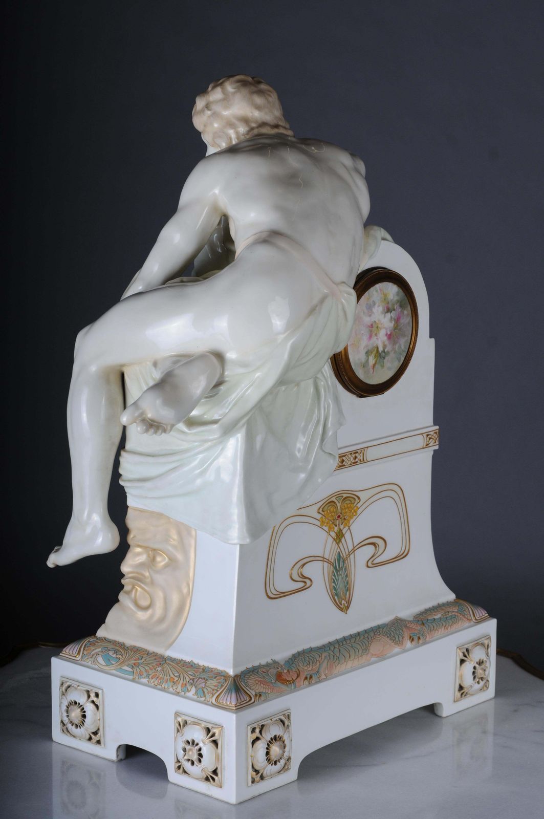 Monumental Art Nouveau Mantel Clock With Enamel And Soft Painting. 62 Cm photo buy