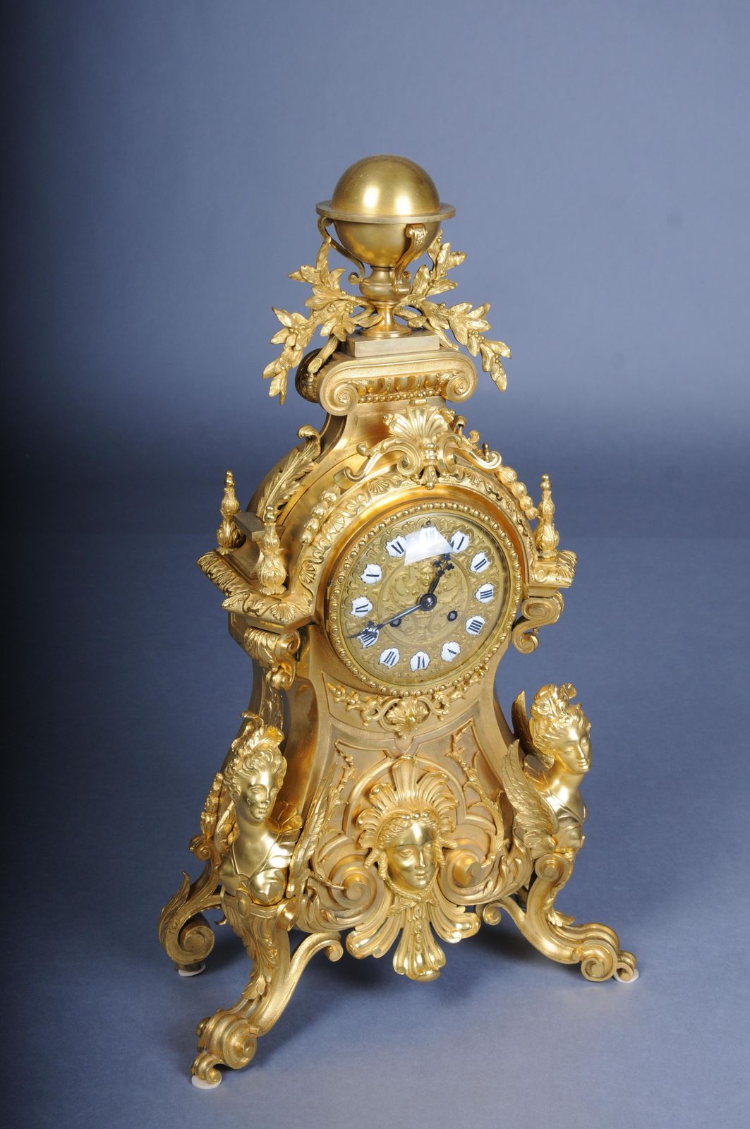 Royal Fire Gilded Mantel Clock/Pendule Napoleon III, 1870, Paris, Signed Lantier photo vinterior