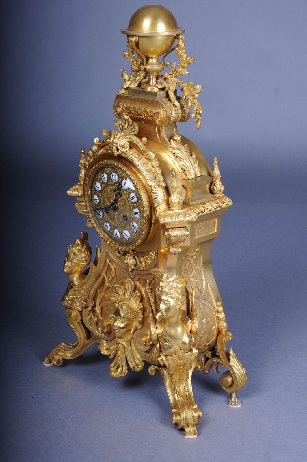 Royal Fire Gilded Mantel Clock/Pendule Napoleon III, 1870, Paris, Signed Lantier photo buy