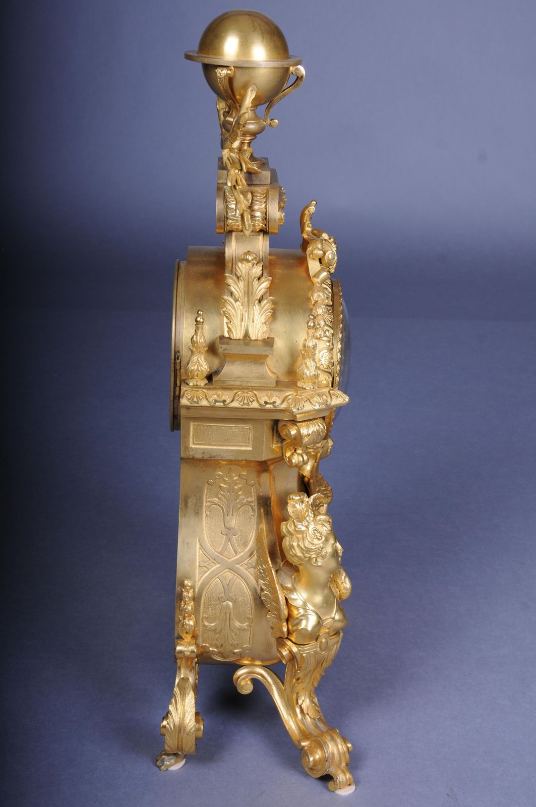 Royal Fire Gilded Mantel Clock/Pendule Napoleon III, 1870, Paris, Signed Lantier photo vintage