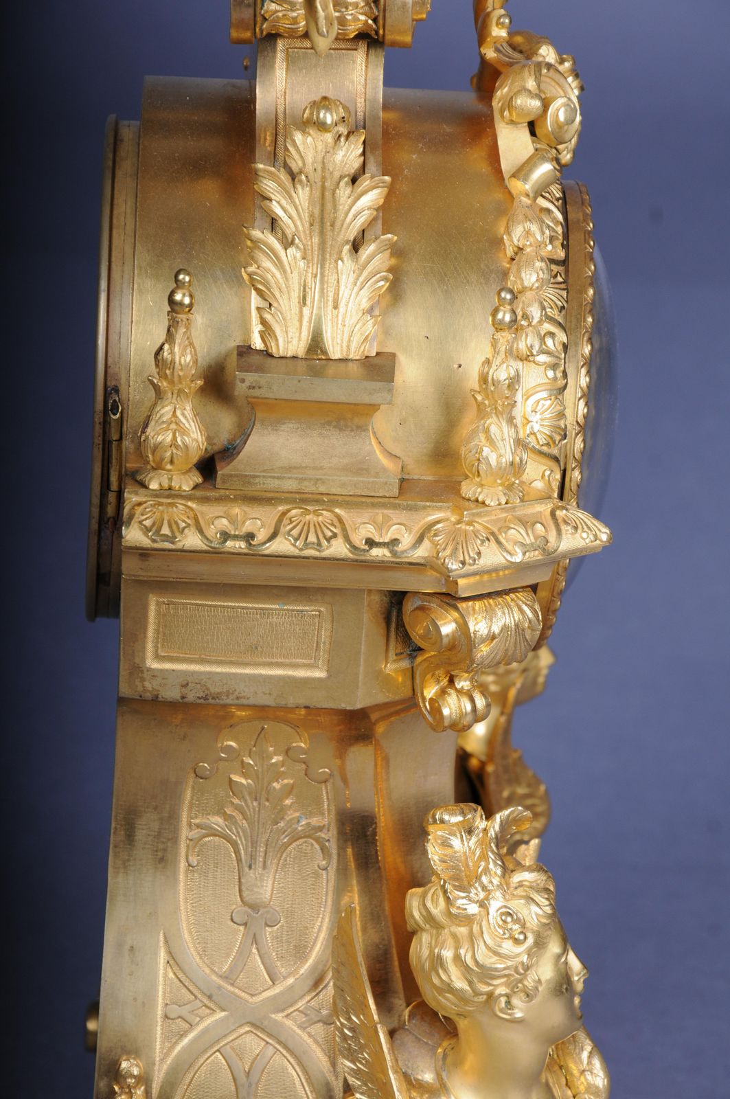 photo for sale Royal Fire Gilded Mantel Clock/Pendule Napoleon III, 1870, Paris, Signed Lantier