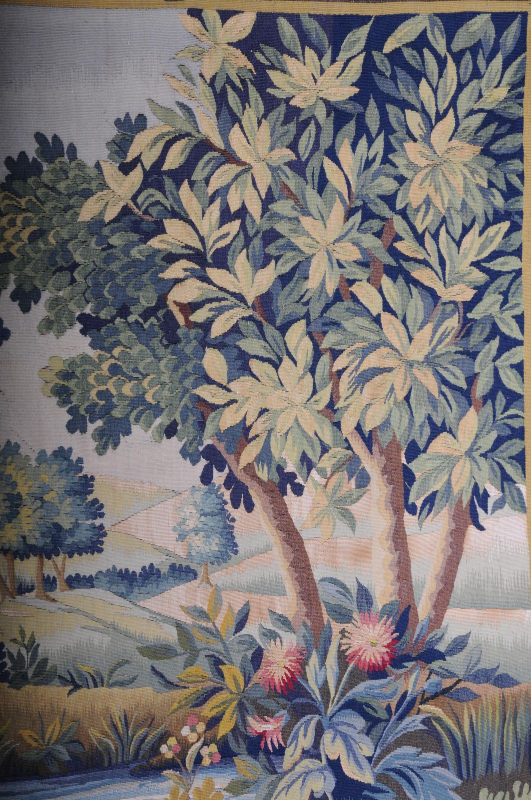 Antique Silk Aubosson Wall Carpet, France Late 19 Century. Verdure Motif, Signed photo Textiles