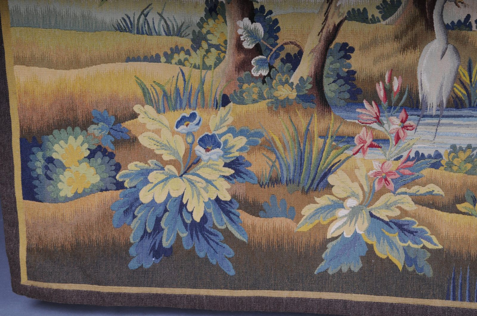 Antique Silk Aubosson Wall Carpet, France Late 19 Century. Verdure Motif, Signed photo 3043.0