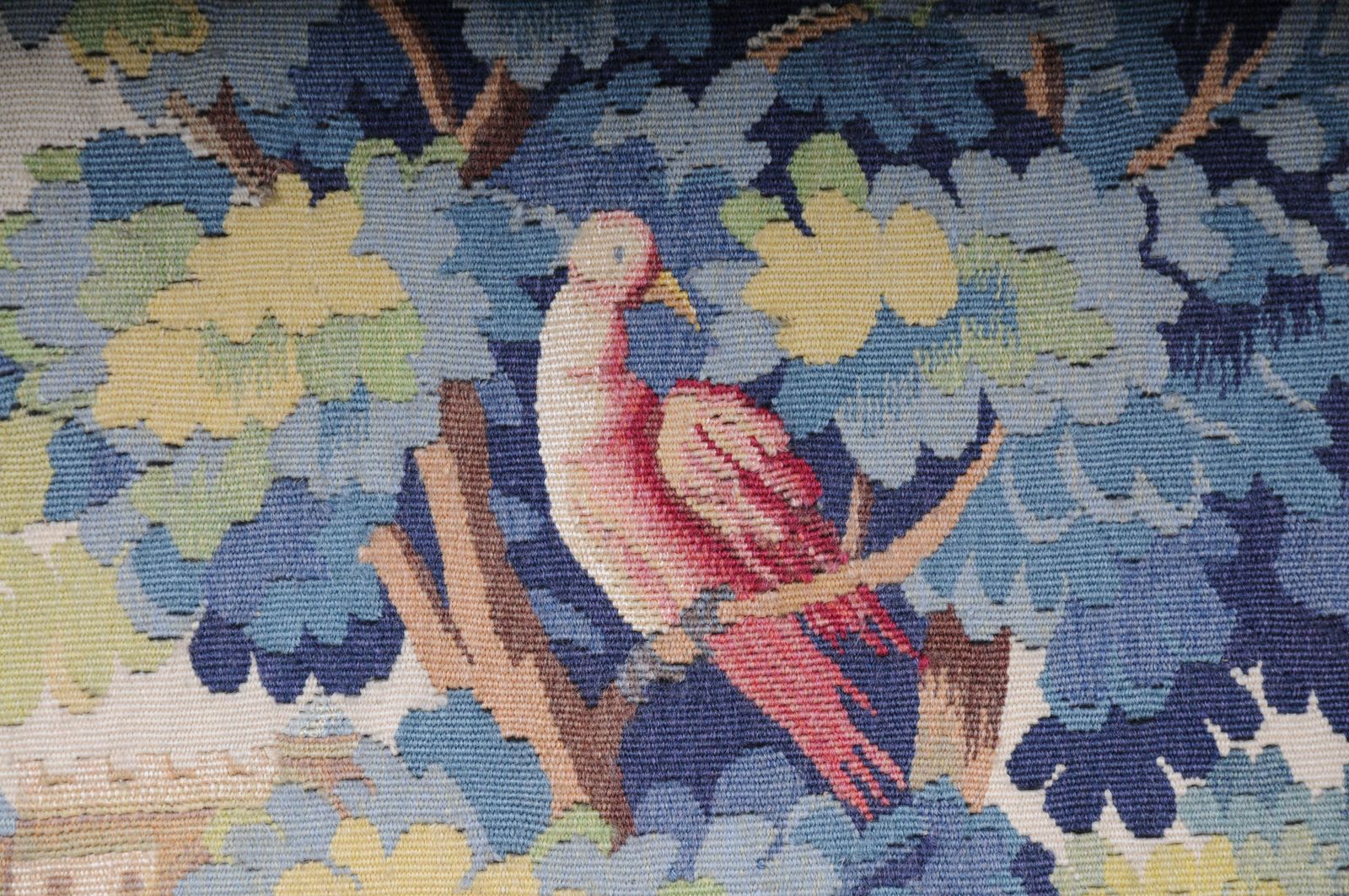 Antique Silk Aubosson Wall Carpet, France Late 19 Century. Verdure Motif, Signed photo vintage