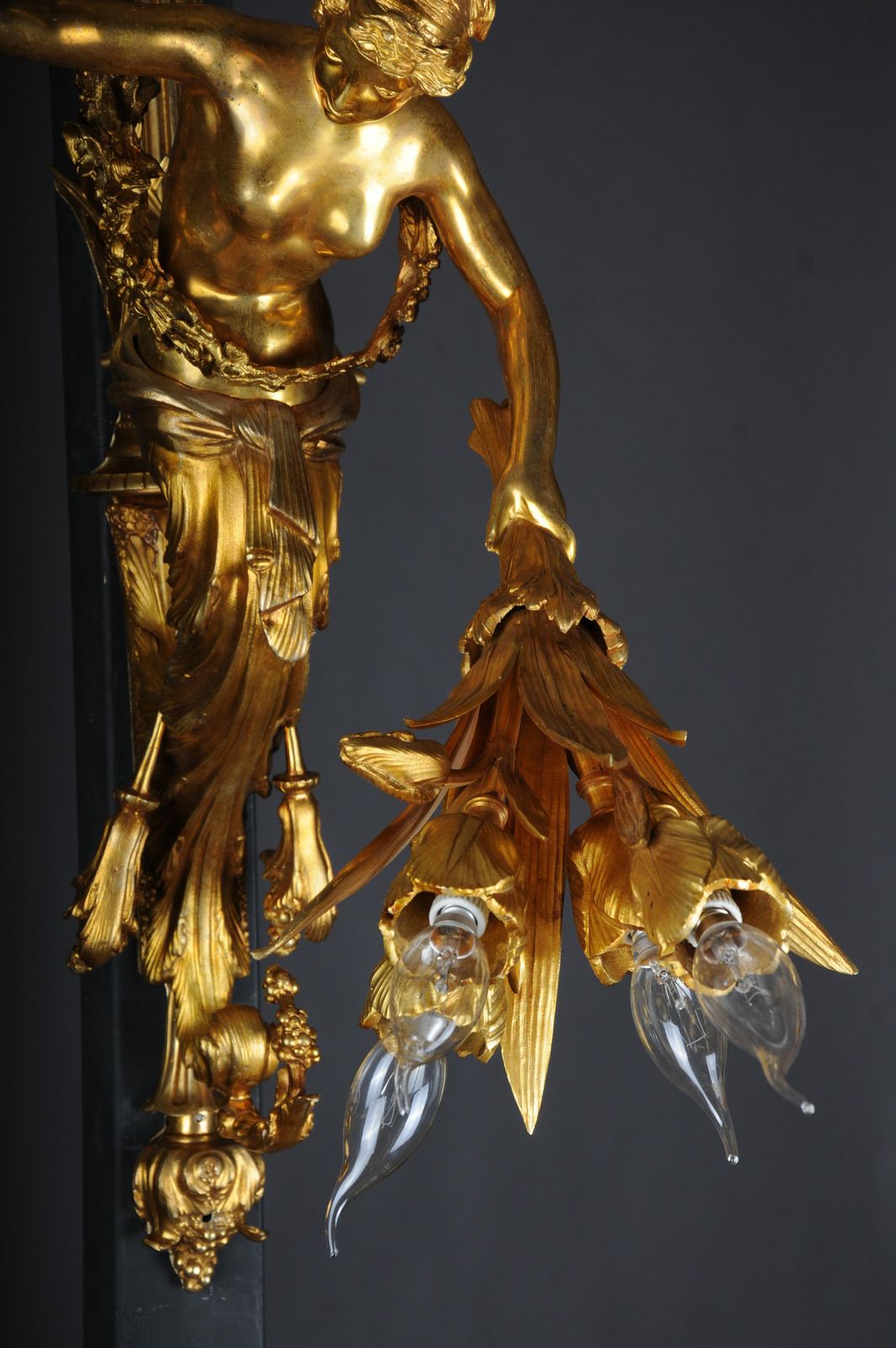 Lighting Pair (2) Of Unique French Sconces, Gilt Bronze, Paris, 20th Century photo