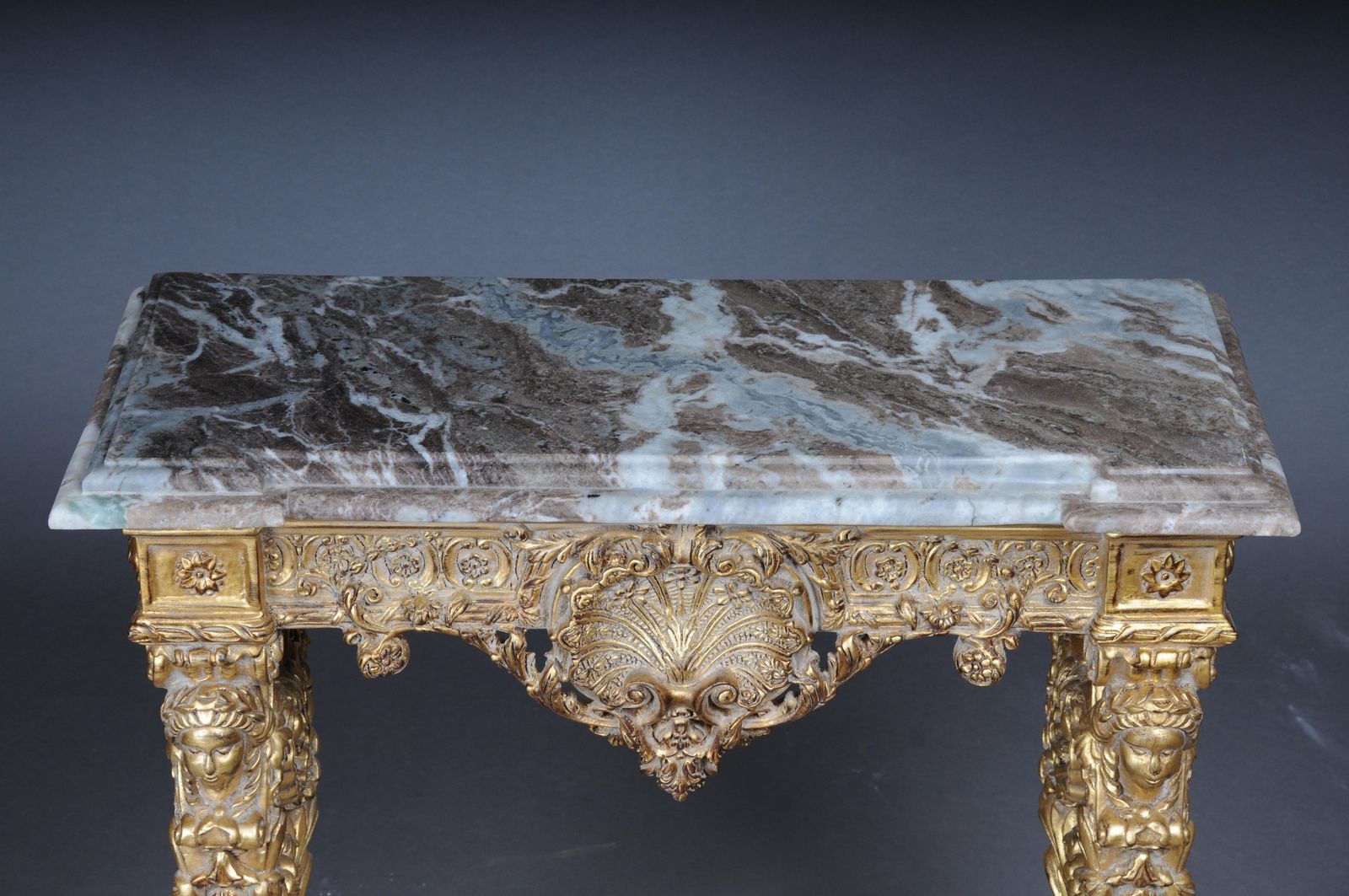 20th Century Impressive Wall Console Gilded With Marble, Model After F. Linke #2 photo vinterior