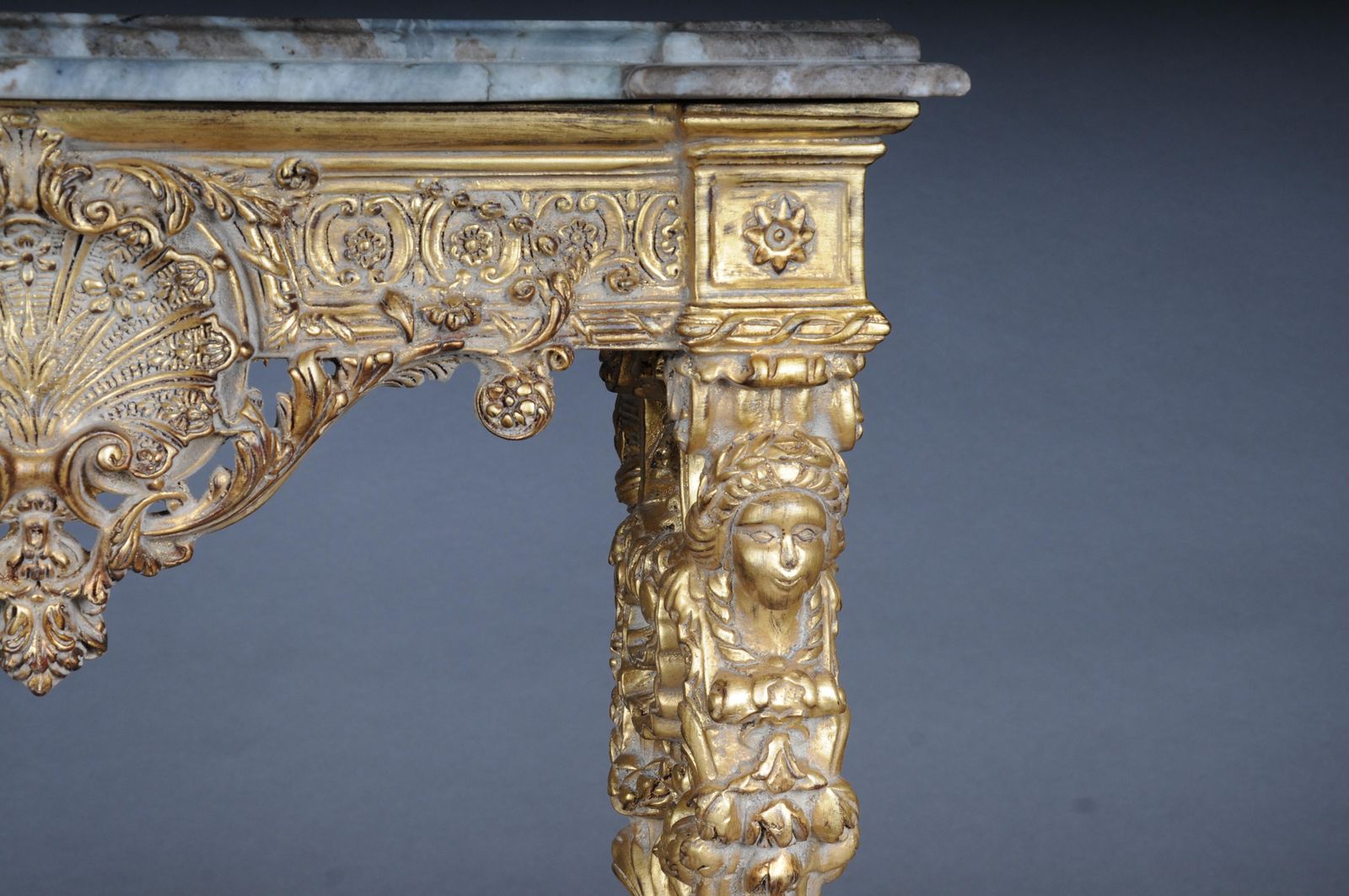 photo furniture 20th Century Impressive Wall Console Gilded With Marble, Model After F. Linke #2