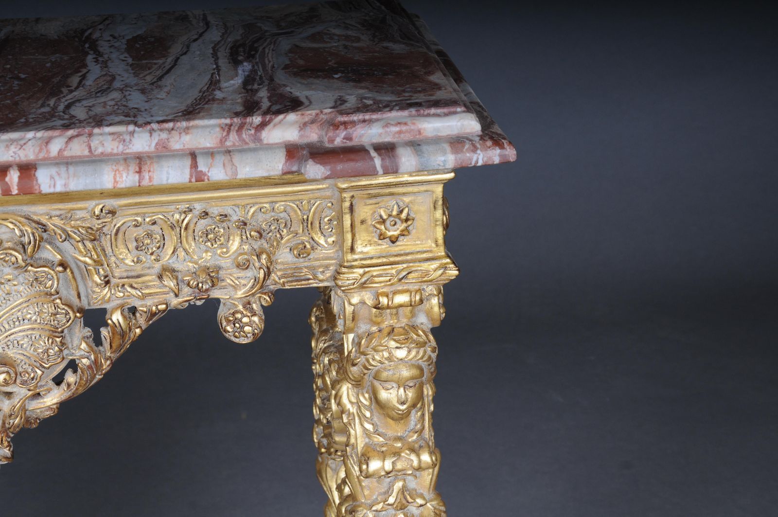 20th Century Impressive Wall Console Gilded With Marble, Model After F. Linke photo vinterior