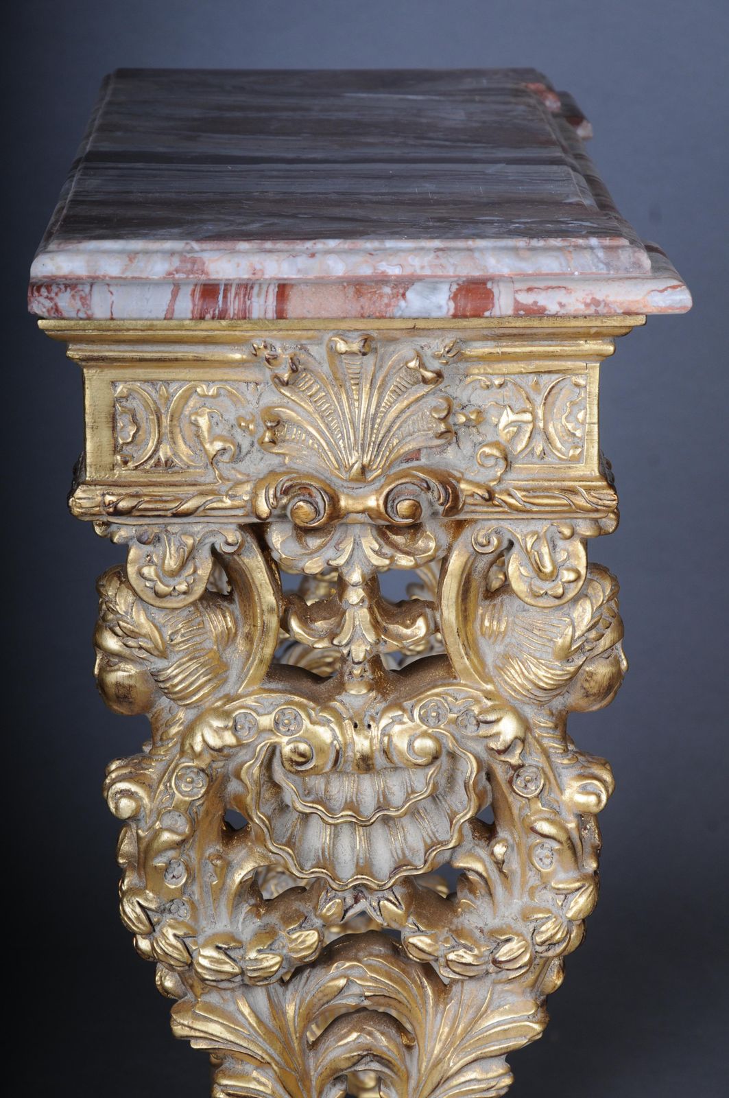 photo vinterior 20th Century Impressive Wall Console Gilded With Marble, Model After F. Linke