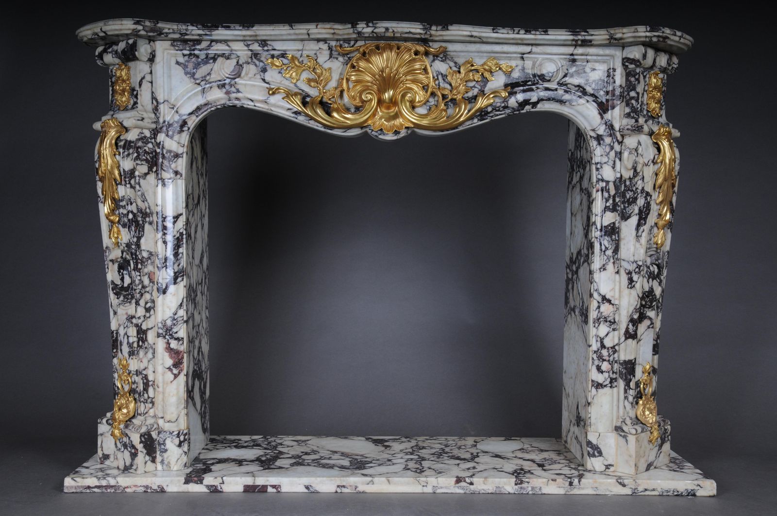 20th Century Magnificent French Marble Fireplace With Gilded Bronze. photo for sale