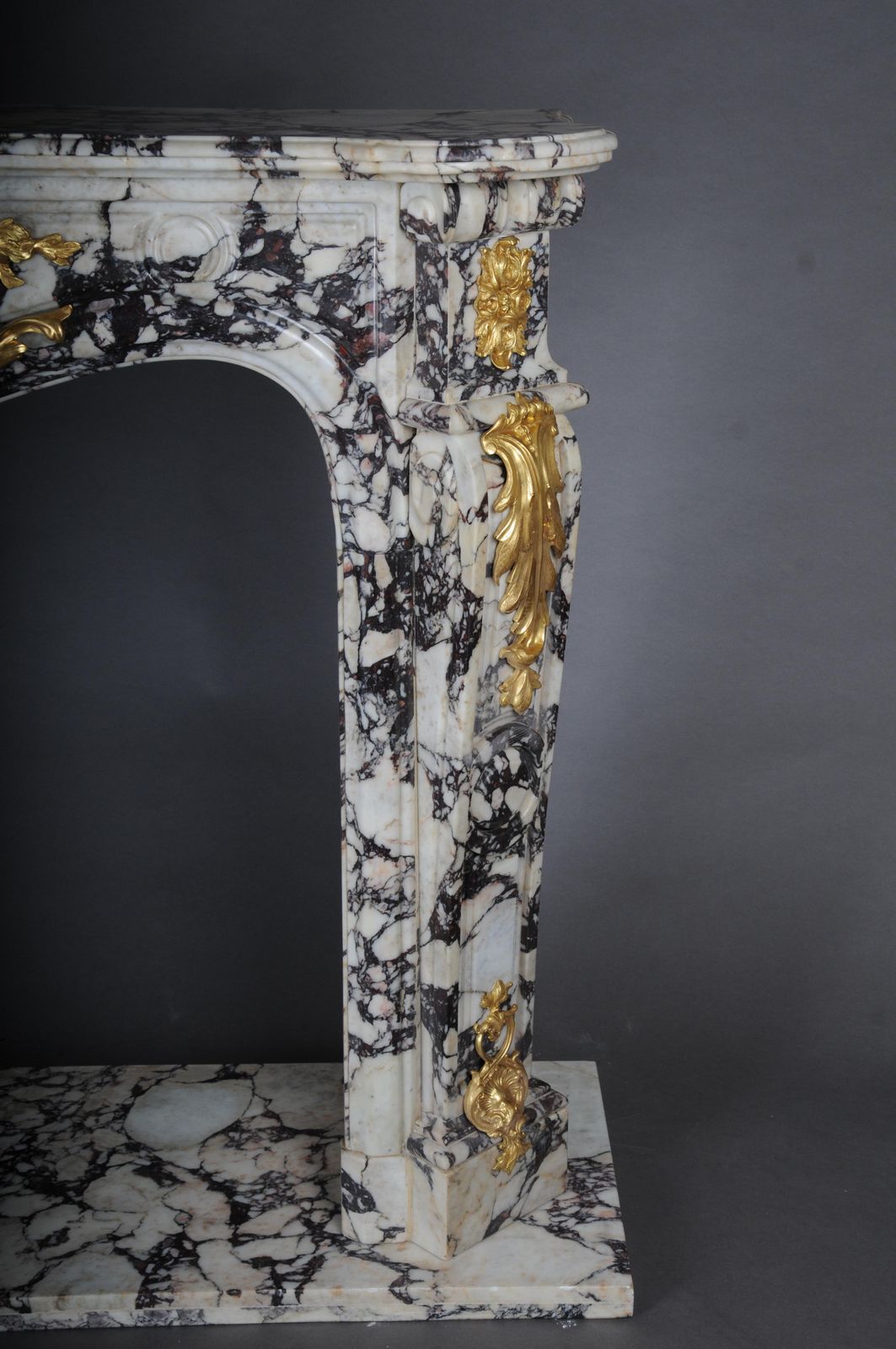 12547.0 20th Century Magnificent French Marble Fireplace With Gilded Bronze. photo