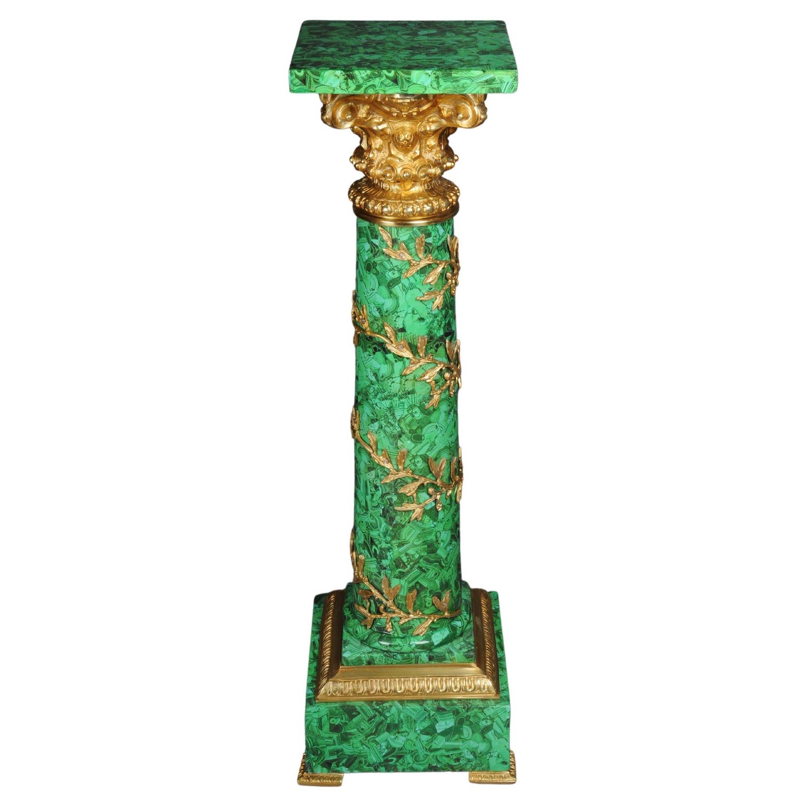 Royal Empire Column With Malachite And Gilt Bronze