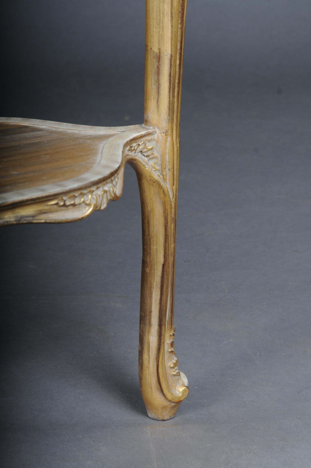 Furniture Finely Carved Gold Side Table With Marble Top, Louis XV White/Gold photo